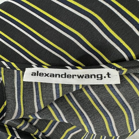 Alexander Wang Black Yellow White Striped Lightweight Sleeveless Satin Cami Top - Picture 3 of 6